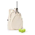 Detailed view of the cream tennis backpack with integrated racket holder and side pocket - 20 / Beige