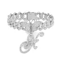 Iced Out Schmetterling Panzerkette Fußkettchen mit funkelndem Kristall-Buchstabe H - Buchstabe H Stil / Silber