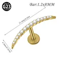 Gold plated G23 titanium crescent zircon internal thread labret piercing stud 1.2mm - Crescent 14-Stone Style / 1.2*8mm / Gold