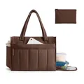 Multifunctional large capacity tote bag in coffee brown with matching pouch - 41*17.8*32CM / Coffee