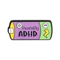 Colorful battery shaped enamel pin badge with Powered by ADHD text for backpacks - Cartoon Battery Style (QHXZ5758)