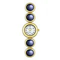 Elegante reloj de cadena para mujer en dorado con detalles de piedra arena azul. - Estilo Azul Dorado (FA1626) / Oro Azul