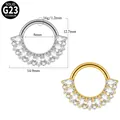 Massiver G23 Titan Septum Clicker Ring mit Marquise Zirkonia für Piercingschmuck - Multi-layer Marquise Fan Style (#-6)