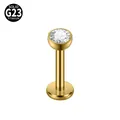 Premium G23 titanium internal thread labret stud featuring clear zircon in gold finish - 3mm / 1.2x8mm / Gold