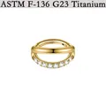 Premium vergoldeter G23-Titan-Septum-Clicker-Ring mit brillant weiß eingelegten Zirkonsteinen - 1.2*6mm / Gold (NO2)