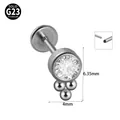 G23 τιτάνιο labret σκουλαρίκι με ζιργκόν και λεπτομέρεια από τρεις χάντρες - Στυλ Μονό Ζιρκόνια Κάτω Χάντρες (#5)
