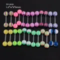 Set de 24 anneaux de piercing en acrylique coloré avec boules à rayures et tourbillons - Style NO 16