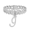 Strass Schmetterling Panzerkette Fußkettchen mit Buchstabe J Anhänger in Silber - Buchstabe I Stil / Silber