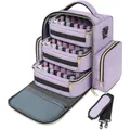Vue détaillée de l'organisateur violet à 3 niveaux montrant le stockage des vernis. - Violet