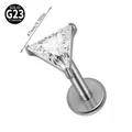 Professional G23 titanium internally threaded labret stud with 4.7mm triangle CZ stone - Claw-Set Triangle Style / 1.2*8mm / Silver