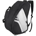 Side view of black pickleball backpack with white perforated panel and zipper details - 30.5x36.8x60cm / Black