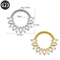 Hochwertige G23 Titan Septumringe mit Marquise-Zirkonia in Silber- und Goldfarbtönen - Marquise Radiance Fan Style (#-7)