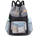 Zaino sportivo nero con coulisse e tasche in rete ad alta capacità di stoccaggio - Nero