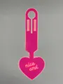 Fluorescent pink heart-shaped PVC luggage tag with decorative 'nice and' script design - Heart Style / Fluorescent Pink