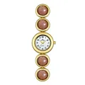 Elegante reloj de mujer dorado con pulsera de eslabones de piedra de arena estelar marrón - Estilo Champán Dorado (FA1626) / Champaña Borgoña Claro