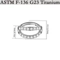 Professioneller G23 Titan 8mm Septum Clicker Ring mit doppeltreihigem weißem Zirkon - Stahlfarbe (NO3)
