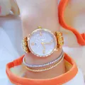 Reloj dorado BS para mujer con esfera de pedrería y brazalete de eslabones lujo - Oro de lujo