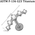 ASTM F136 G23 Titan Gebogen Labret Stecker mit fünf funkelnden Zirkonen, 12,2 mm lang - Großer 5-Stein Stil (NO-7) / 1.2*8mm / Stahlfarben
