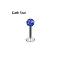 G23 Titanium Labret Lip Stud with Dark Blue Faceted Crystal Ball 16G Piercing - Dark Blue