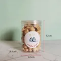 Detail view of 60pcs unfinished wooden mushroom DIY craft kit in a clear storage jar - MG-01 Style / 60Pcs Set