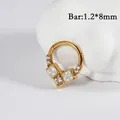 Gold stainless steel hinged segment ring with square and round white cubic zirconia stones. - Geometric Square Style (NO-4) / 1.2*8mm / Gold