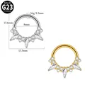 G23 Titan Septum Clicker Ring mit Marquise-Zirkonia in Silber- und Goldfinish - Triple Marquise Radiance Style (#-8)