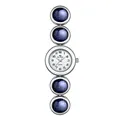 Elegante reloj de pulsera plateado para mujer con piedras de arena azul de BS Bee Sister - Estilo Azul Plateado (FA1626) / Plateado Azul