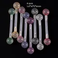 Lot de 8 bijoux de piercing de type barbell en acrylique pailleté pour nombril ou langue - Style NO 1