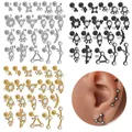 Multi-style stainless steel push-pin labret studs set in silver black and gold tones - Geometric Style (NO-1) / 0.8x6mm / Silver (NO-1)