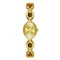 Elegante reloj de pulsera Bee Sister dorado con piedras naturales ojo de tigre y cuarzo - Ojo de Tigre Oro Retro