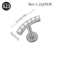 G23 titanium crescent labret stud with zircon inlay and 10.3mm curved bar dimensions - Crescent 5-Stone Style / 1.2*8mm / Steel