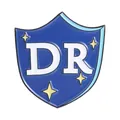 Pin's en émail en forme de bouclier bleu avec lettres 'DR' et étoiles jaunes - Bouclier DR (QHXZ6377)