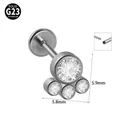 G23 τιτάνιο labret σκουλαρίκι χωρίς σπείρωμα με τέσσερα διαυγή ζιργκόν σε σύμπλεγμα - Στυλ Τριγωνικό Σύμπλεγμα Ζιρκόνια (#8)
