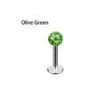 16G G23 titanium labret lip stud piercing jewelry with olive green crystal ball - Olive Green