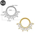 G23 Titan Septum Ring mit Marquise Zirkon, 16G 1,2mm Stärke und 8mm Innendurchmesser - Baguette Marquise Sunburst Style (#-9)