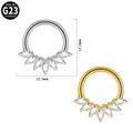 G23 titanium septum ring met marquise zirkoon 12,5mm zilver en goud - Marquise Waaier Stijl (#-8)
