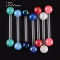 Lot de 7 piercings en acrylique coloré avec boules perlées pour langue ou nombril - Style NO 6