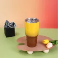 30oz stainless steel tumbler with yellow and brown gradient finish on wooden stand - 30oz / Yellow Brown Gradient