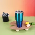 30oz vacuum insulated stainless steel tumbler with gradient blue finish and clear lid - 30oz / Glossy Blue Gradient