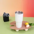 White 30oz stainless steel vacuum tumbler with clear lid for cold and hot drinks. - 30oz / White