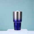 30oz double wall vacuum insulated stainless steel tumbler with blue gradient spray paint finish - 30oz / Natural Dark Blue Gradient