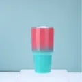 Large 30oz stainless steel vacuum insulated tumbler with red and turquoise gradient - 30oz / Red Blue Gradient
