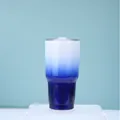 30oz stainless steel vacuum insulated tumbler with blue and white gradient spray paint - 30oz / White Dark Blue Gradient