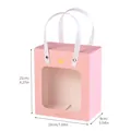 Pink paper gift bag with transparent window, gold foil crown logo, size 21x18x9cm - Best Wishes Pink / Large (18x9x21cm)
