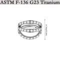 Silberner G23 Titan Septum Ring mit drei Reihen schimmernder weißer Zirkonia-Steine - Stahlfarbe (NO4)