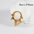 Gold plated stainless steel spike septum ring earring with 1.2x8mm bar size for piercing. - Spike Cone Style (NO-5) / 1.2*8mm / Gold