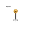 Premium G23 titanium labret piercing stud with a 16g yellow Czech crystal ball top - Citrine