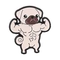 Creative and funny muscular pug enamel pin with buff dog design for gym lovers and pet owners - Muscle Pug Style (QHXZ6386) / Off White