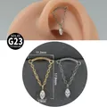 G23 titanium piercing jewelry featuring marquise crystal pendant and chain detail - Horse Eye Pendant / 1.2x8mm / Steel