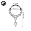 Premium G23 Titanium nose ring with a sparkling zircon marquise dangle in silver - Marquise Tassel Style (NO-1) / 1.2*8mm / Silver